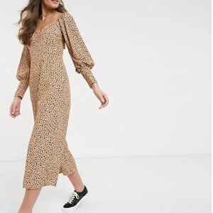 ASOS puff-sleeve leopard print jumpsuit (NEW) Size 4 Petite